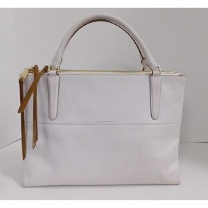 Coach Bourough White & Camel Leather‎ Top Handle Satchel Tote Bag $598rt